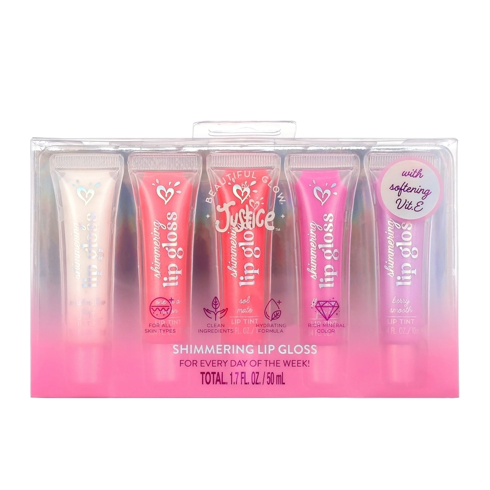 Justice Shimmering Lip Gloss Set - 5 Pcs